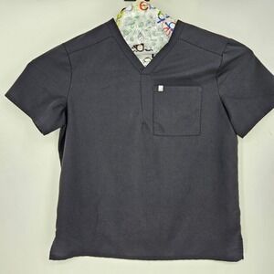 Fabletics Helix Scrub Top Mens Large Black Short Sleeve Uniforms Healthcare